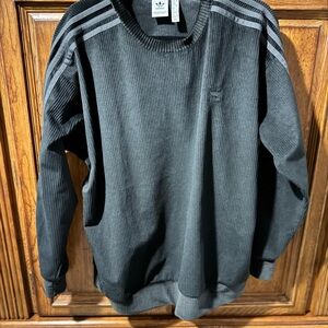 Adidas Charcoal Crewneck Velour Sweater